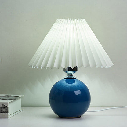 Nowoczesna ceramiczna lampa stołowa z tkaninowym abażurem – dostępna w wielu kolorach