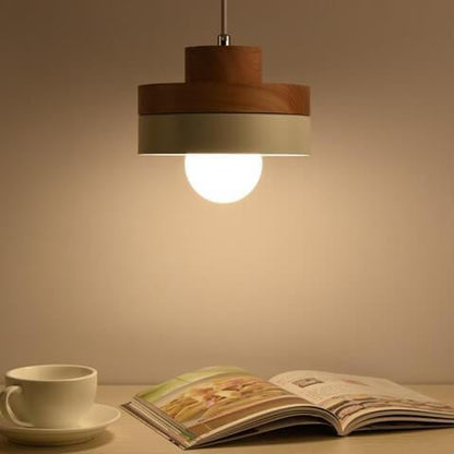 Nowoczesna Lampa Wisząca Metalowo-Drewniana – Czarna lub Biała z Regulowanym Przewodem