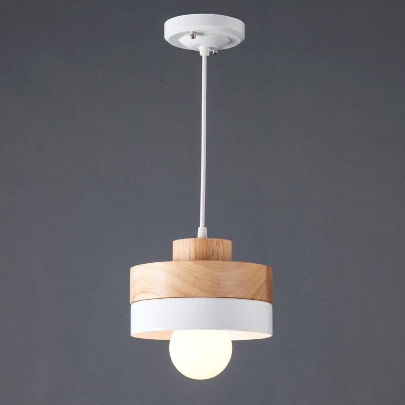 Nowoczesna Lampa Wisząca Metalowo-Drewniana – Czarna lub Biała z Regulowanym Przewodem