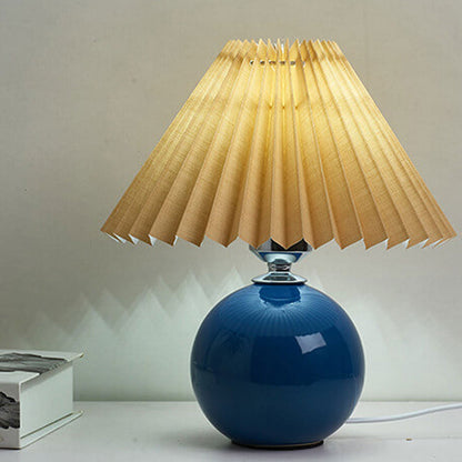 Nowoczesna ceramiczna lampa stołowa z tkaninowym abażurem – dostępna w wielu kolorach