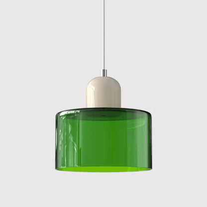 Stylish Retro Pendant Lamp with Orange Glass Shade and Green Top