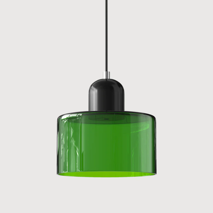 Stylish Retro Pendant Lamp with Orange Glass Shade and Green Top