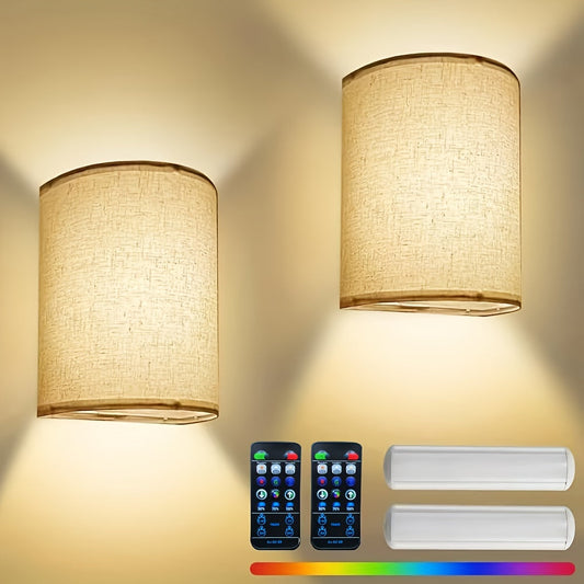 Uni – Organic Wireless Wall Sconces (Set of 2) with Remote Control