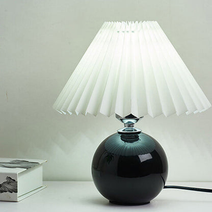 Nowoczesna ceramiczna lampa stołowa z tkaninowym abażurem – dostępna w wielu kolorach
