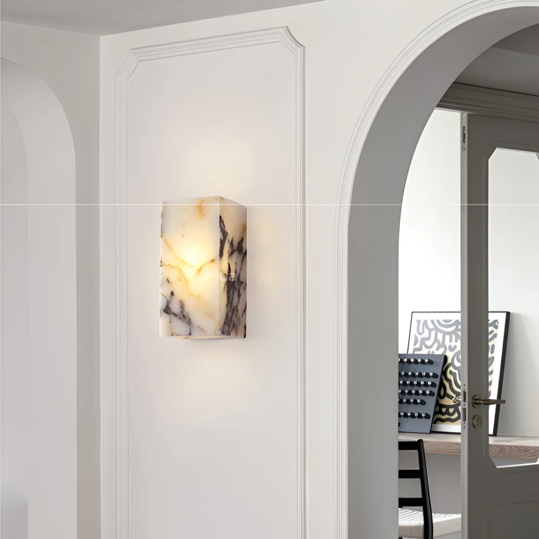 Luksusowa lampa ścienna z kamienia naturalnego z ciepłym światłem LED