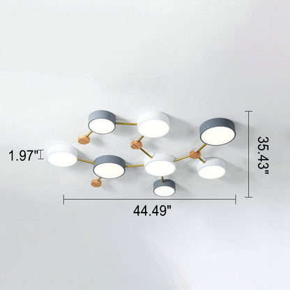 Modułowa nowoczesna lampa sufitowa LED z drewna i akrylu w prostym designie