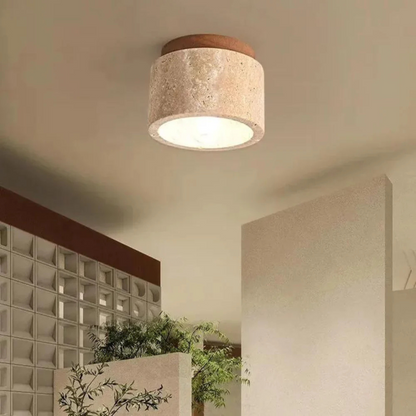 Lampa sufitowa z marmuru i drewna w japońskim stylu