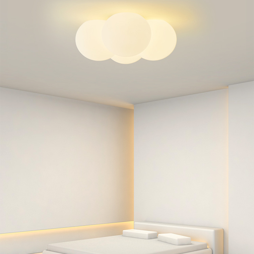 White ceiling lamp with clouds and bubbles