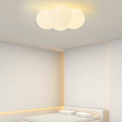 White ceiling lamp with clouds and bubbles