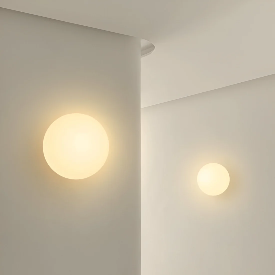 Elegancka nowoczesna szklana lampa ścienna z ciepłym światłem LED i minimalistycznym stylem