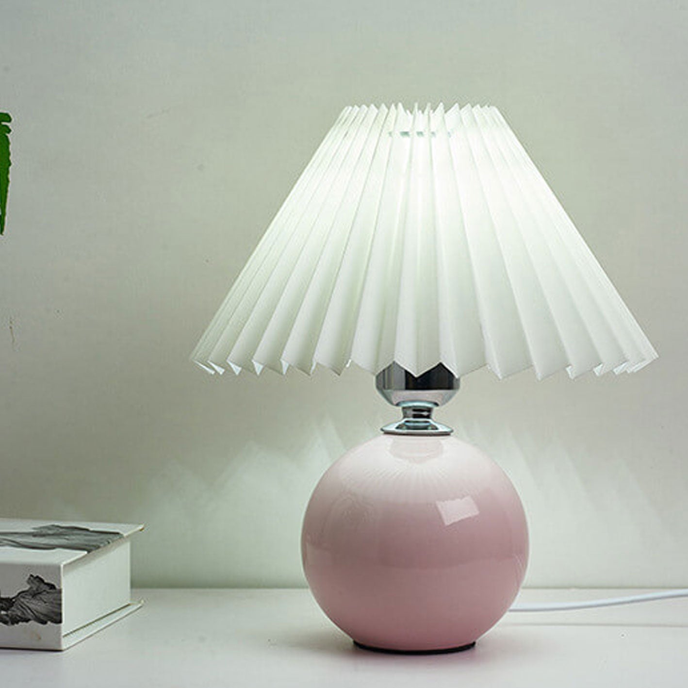 Nowoczesna ceramiczna lampa stołowa z tkaninowym abażurem – dostępna w wielu kolorach