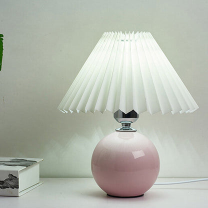 Nowoczesna ceramiczna lampa stołowa z tkaninowym abażurem – dostępna w wielu kolorach