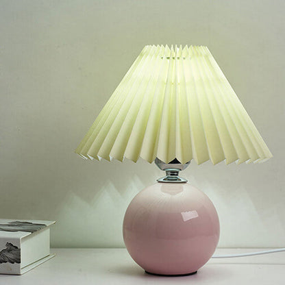 Nowoczesna ceramiczna lampa stołowa z tkaninowym abażurem – dostępna w wielu kolorach