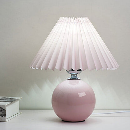 Nowoczesna ceramiczna lampa stołowa z tkaninowym abażurem – dostępna w wielu kolorach