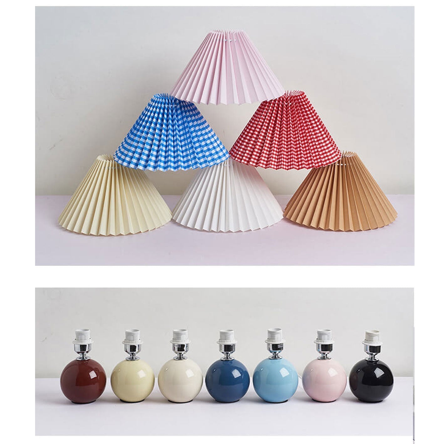 Nowoczesna ceramiczna lampa stołowa z tkaninowym abażurem – dostępna w wielu kolorach