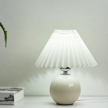 Nowoczesna ceramiczna lampa stołowa z tkaninowym abażurem – dostępna w wielu kolorach