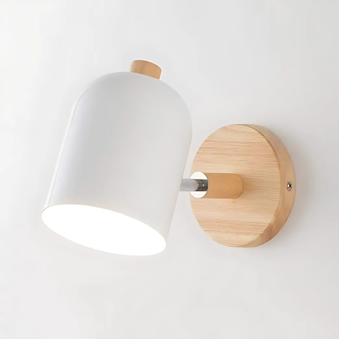Scandinavian wooden LED wall lamp with warm light and pastel design