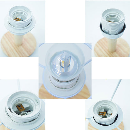 Nowoczesna lampa stołowa z lnu, metalu i drewna – wbudowany LED z USB/wtyczką