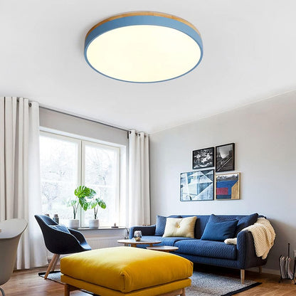 Tröde – Drewniana Lampa Sufitowa LED o Okrągłym Kształcie w Skandynawskim Stylu – Elegancki Minimalizm i Ciepłe Światło