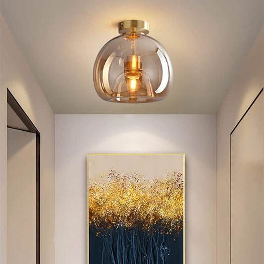 Stylish Retro Copper Glass Ceiling Lamp