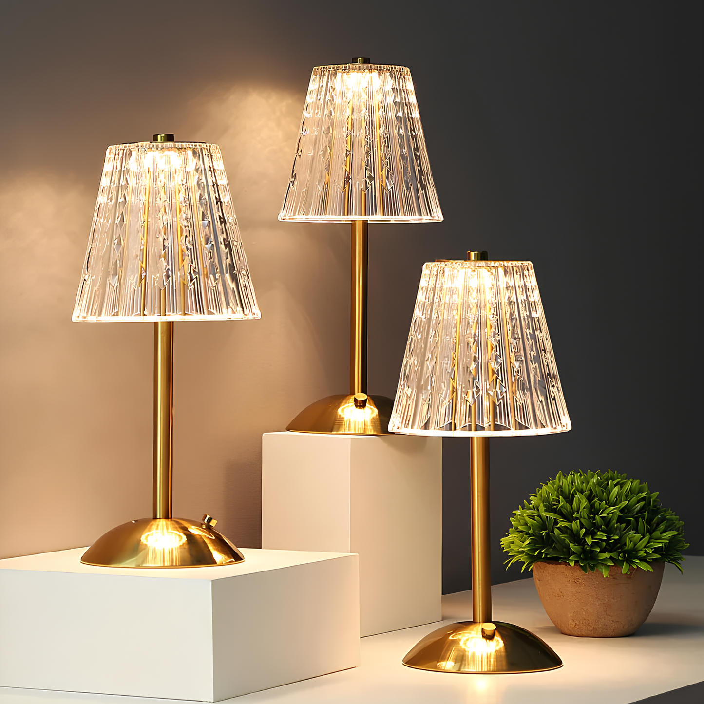 Golden Crystal Cordless Table Lamp with Touch Dimming - a luxurious addition to your interior