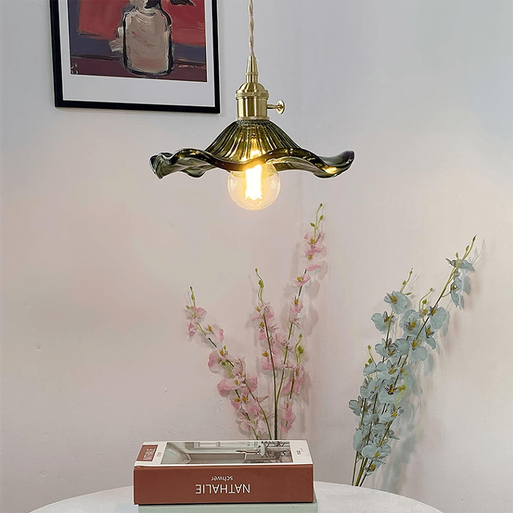 Elegancka Szklana Lampa Wisząca w Kształcie Kwiatu Hibiskusa ze Stylowym Designem