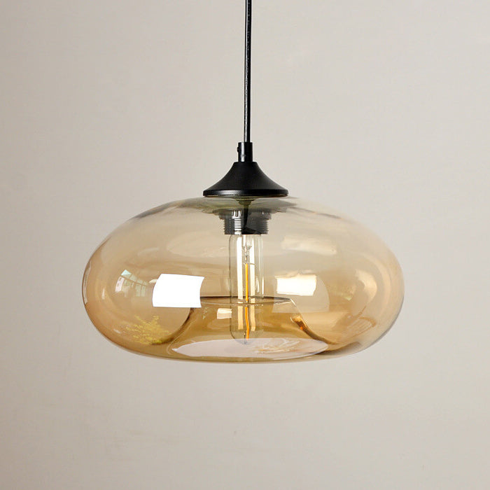 Industrial Glass Hanging Lamp – Ø28 cm, Multiple Colors, E26 Socket