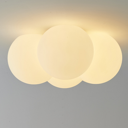 White ceiling lamp with clouds and bubbles