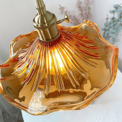 Elegancka Szklana Lampa Wisząca w Kształcie Kwiatu Hibiskusa ze Stylowym Designem