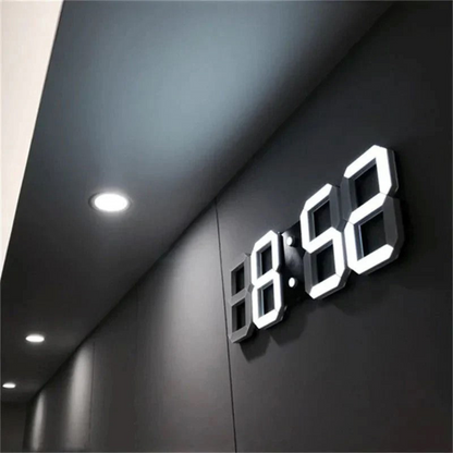 Futurystyczny zegar ścienny LED z cyfrowym wyświetlaczem 3D