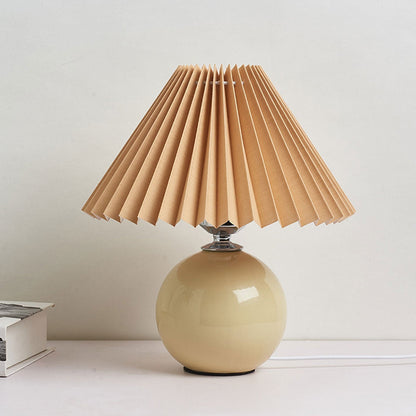 Nowoczesna ceramiczna lampa stołowa z tkaninowym abażurem – dostępna w wielu kolorach