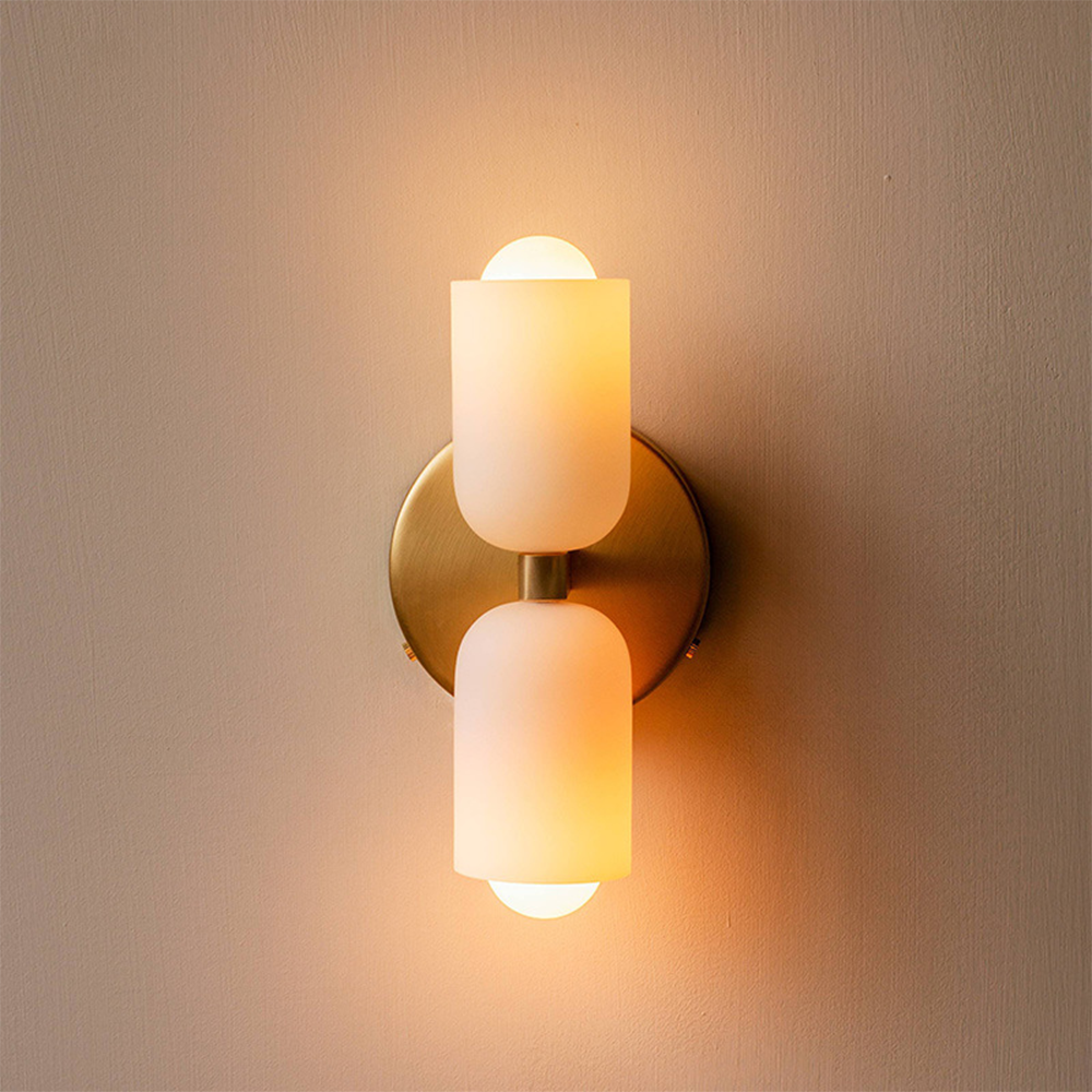 Döle – Nowoczesna Lampa Ścienna z Podwójnymi Szklanymi Kloszami (E14, Do Wnętrz)