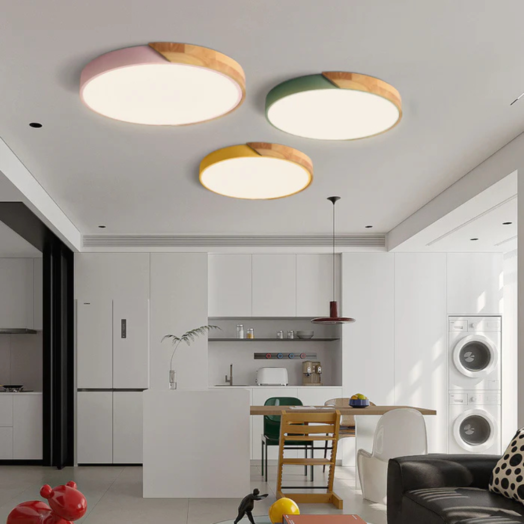 Lampa Sufitowa LED w Skandynawskim Stylu z Drewna i Akrylu