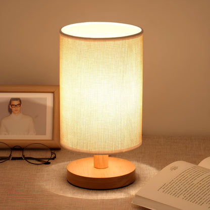 Stylowa lampa z naturalnego drewna i lnu z pilotem