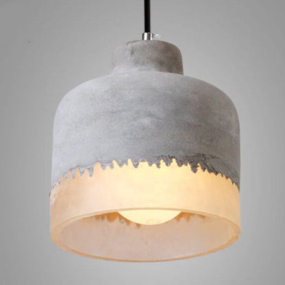 Industrial cement and metal hanging lamp – grey with adjustable height