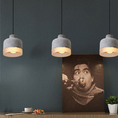 Industrial cement and metal hanging lamp – grey with adjustable height