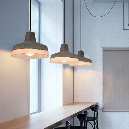 Industrial cement and metal hanging lamp – grey with adjustable height