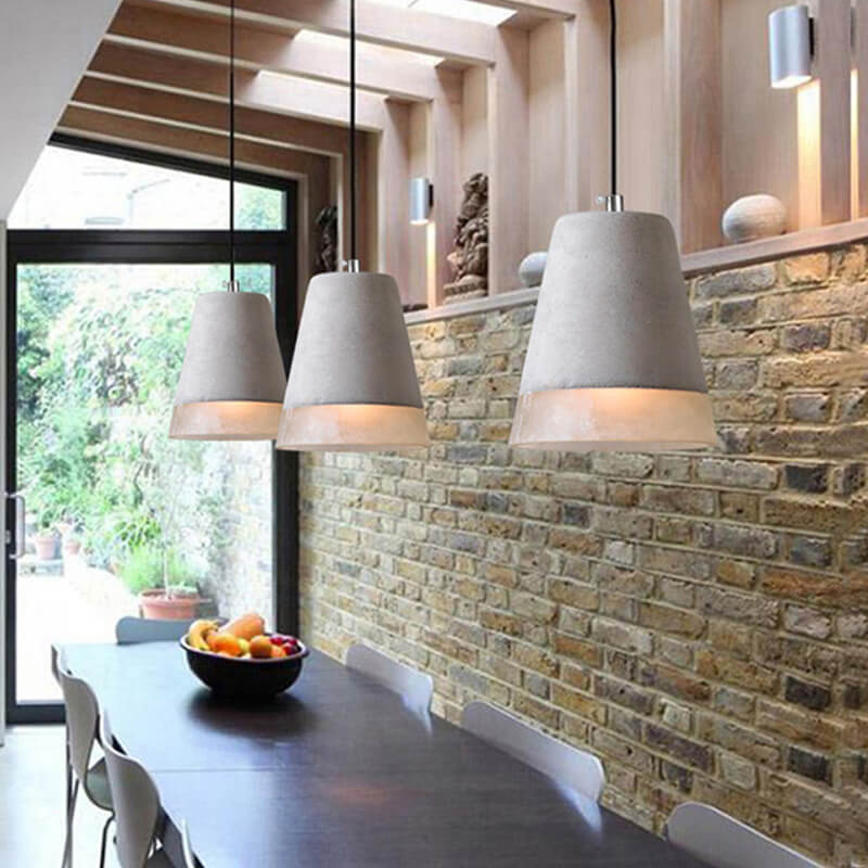 Industrial cement and metal hanging lamp – grey with adjustable height