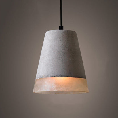 Industrial cement and metal hanging lamp – grey with adjustable height