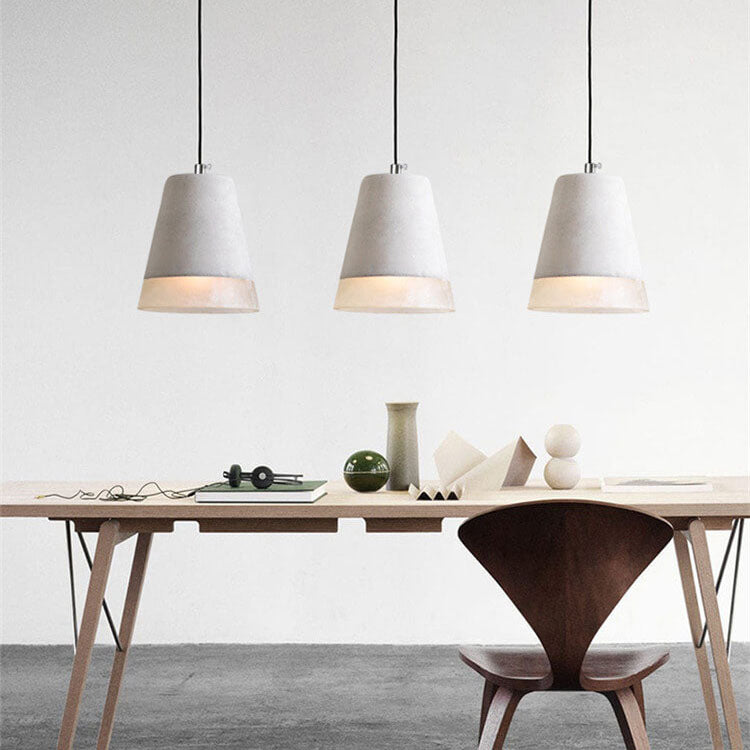 Industrial cement and metal hanging lamp – grey with adjustable height