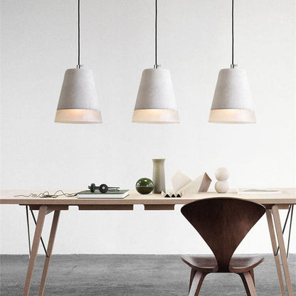 Industrial cement and metal hanging lamp – grey with adjustable height