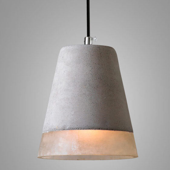 Industrial cement and metal hanging lamp – grey with adjustable height
