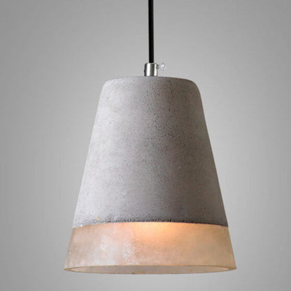 Industrial cement and metal hanging lamp – grey with adjustable height