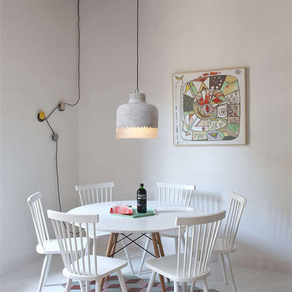 Industrial cement and metal hanging lamp – grey with adjustable height