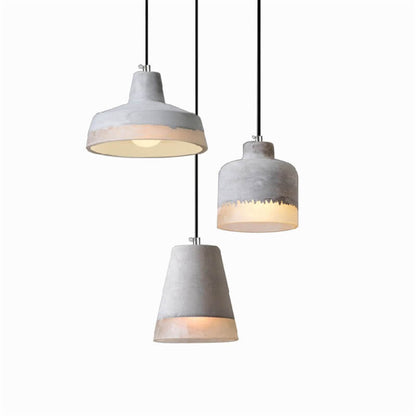 Industrial cement and metal hanging lamp – grey with adjustable height