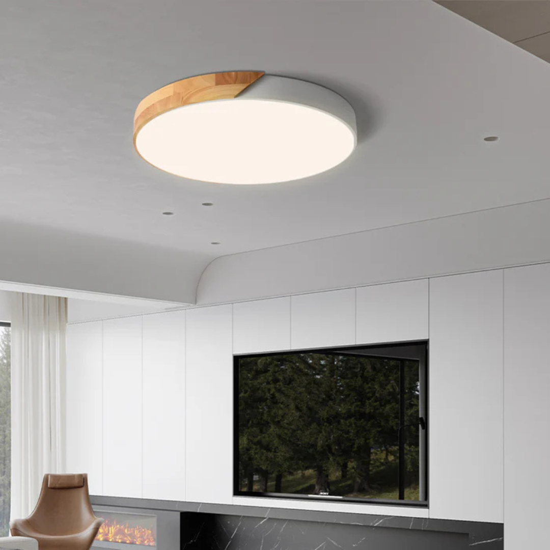 Lampa Sufitowa LED w Skandynawskim Stylu z Drewnem i Akrylem – Nowoczesny Minimalizm