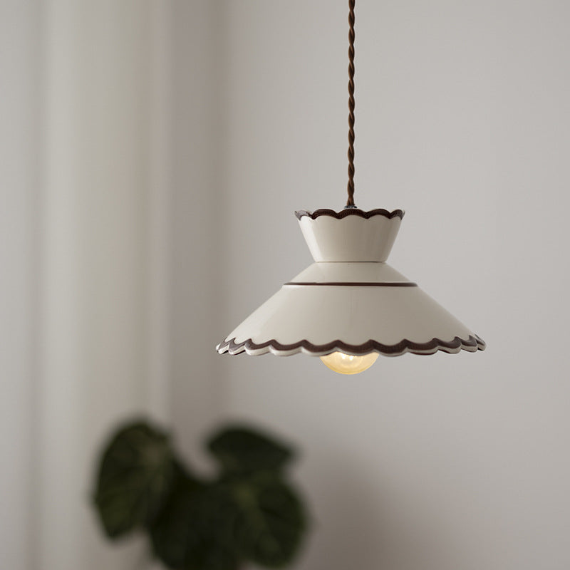 French Ceramic Pendant Light – Minimalist Cone Shape, E26 Socket