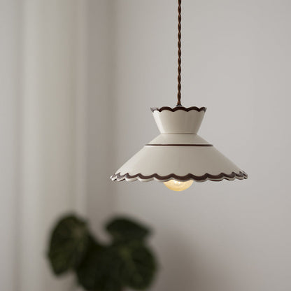 French Ceramic Pendant Light – Minimalist Cone Shape, E26 Socket