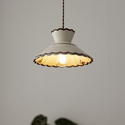 French Ceramic Pendant Light – Minimalist Cone Shape, E26 Socket
