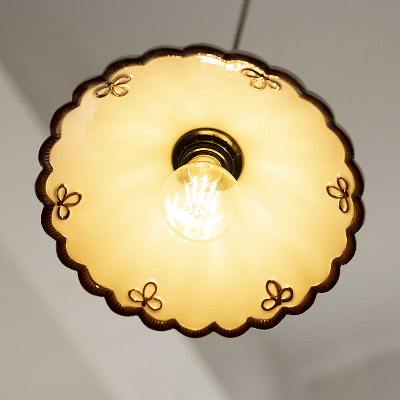 French Ceramic Pendant Light – Minimalist Cone Shape, E26 Socket